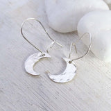 Sterling Silver Hammered Moon Earrings