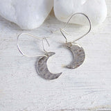 Sterling Silver Hammered Moon Earrings