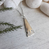Tiny Silver Asymmetrical Triangle Forest Necklace - Sterling Silver Tree Necklace