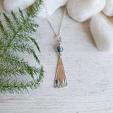 Tiny Silver Asymmetrical Triangle Forest Necklace - Sterling Silver Tree Necklace