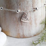 Mini Heart Bracelet - Hammered Silver