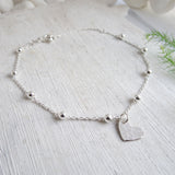 Mini Heart Bracelet - Hammered Silver