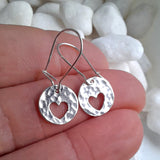 Sterling Silver Hammered Heart Earrings