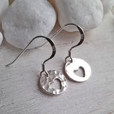 Sterling Silver Hammered Heart Earrings