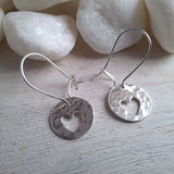 Sterling Silver Hammered Heart Earrings