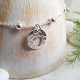 Tiny Silver Cut Out Heart Bracelet - Sterling Silver Hammered Heart Charm