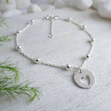 Tiny Silver Cut Out Heart Bracelet - Sterling Silver Hammered Heart Charm