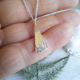 Tiny Silver Asymmetrical Triangle Forest Necklace - Sterling Silver Tree Necklace