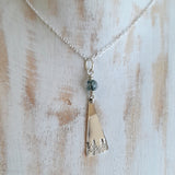 Tiny Silver Asymmetrical Triangle Forest Necklace - Sterling Silver Tree Necklace