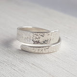 Textured Silver Wrap Ring - Sterling Silver Adjustable Ring - 925
