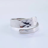 Hammered Textured Silver Ring - Adjustable Ring 925
