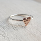 Sterling Silver Ring with a Copper Heart