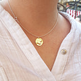 Silver Bird Pendant - Silver Disk Necklace