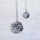 Sterling Silver Full Moon Necklace - Hammered Disk