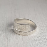 Textured Silver Wrap Ring - Sterling Silver Adjustable Ring - 925