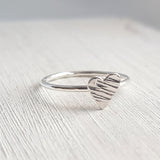 Asymmetrical Silver Heart Ring - Tiny Cute Ring