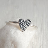 Asymmetrical Silver Heart Ring - Tiny Cute Ring