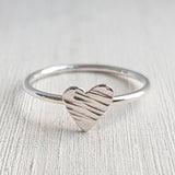 Asymmetrical Silver Heart Ring - Tiny Cute Ring