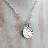 Tiny Silver Disk Necklace - Small Full Moon
