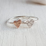 Asymmetrical Silver Heart Ring - Tiny Cute Ring