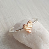 Sterling Silver Ring with a Copper Heart