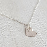 Mini Heart Necklace - Hammered Silver