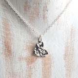 Mini Heart Necklace - Hammered Silver