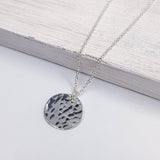 Sterling Silver Full Moon Necklace - Hammered Disk