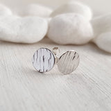 Bark Effect Studs - Sterling Silver Circle Earrings