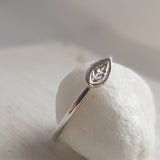 Tiny Leaf Ring - Steriling Silver Band and a Cute Brass Leaf