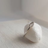 Tiny Leaf Ring - Steriling Silver Band and a Cute Brass Leaf