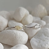 Tiny Leaf Ring - Steriling Silver Band and a Cute Brass Leaf