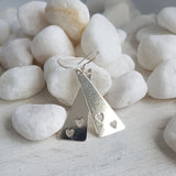 Triangle Earrings with Cut out Hearts