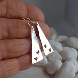 Triangle Earrings with Cut out Hearts