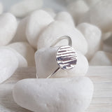 Bark Effect Silver Ring- 925 Disk Dainty Ring