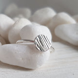 Bark Effect Silver Ring- 925 Disk Dainty Ring