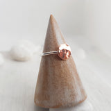 Hammered Copper and Silver Ring - Rose Gold Disk Ring