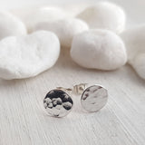 Silver Hammered Disk Studs - Sterling Silver Minimalist Earrings