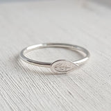 Tiny Leaf Ring - Steriling Silver Band and a Cute Brass Leaf