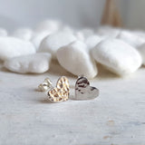 Silver Heart Studs - Sterling Silver Hammered Heart Studs