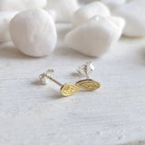 Tiny Golden Brass Leaf Studs Earrings - Minimalist Earrings