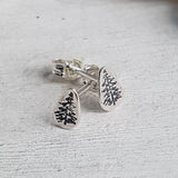 Tiny Silver Tree Studs - Forest Earrings