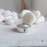 Silver Hammered Ring with Pine Tree - 925 Tree Ring