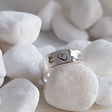 Simple Hammered Ring with Heart - Sterling Silver Band