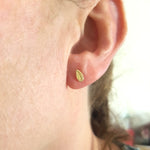 Tiny Golden Brass Leaf Studs Earrings - Minimalist Earrings