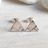 Sterling Silver Mountain Studs - Triangle Earrings