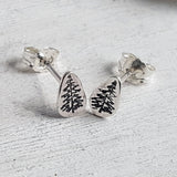 Tiny Silver Tree Studs - Forest Earrings