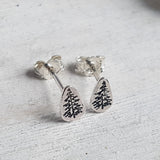 Tiny Silver Tree Studs - Forest Earrings