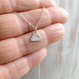 Tiny Silver Forest Triangle  Necklace - Sterling Silver Tree Necklace