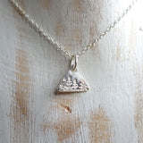 Tiny Silver Forest Triangle  Necklace - Sterling Silver Tree Necklace
